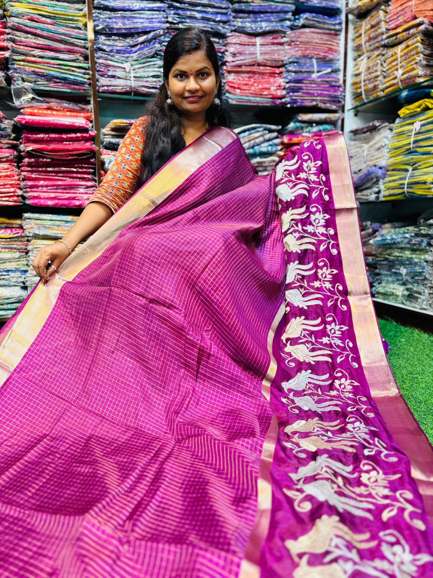 Mangalagiri Kanchi silk sarees With embroidery