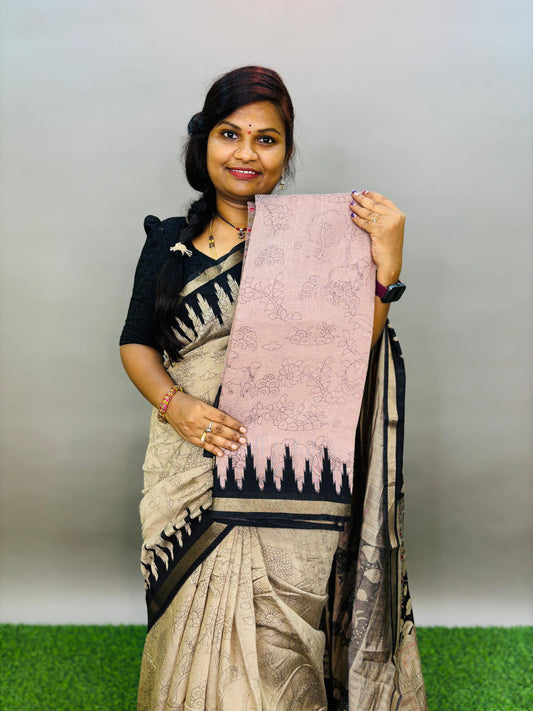 Kalamkari Outline Silk Saree