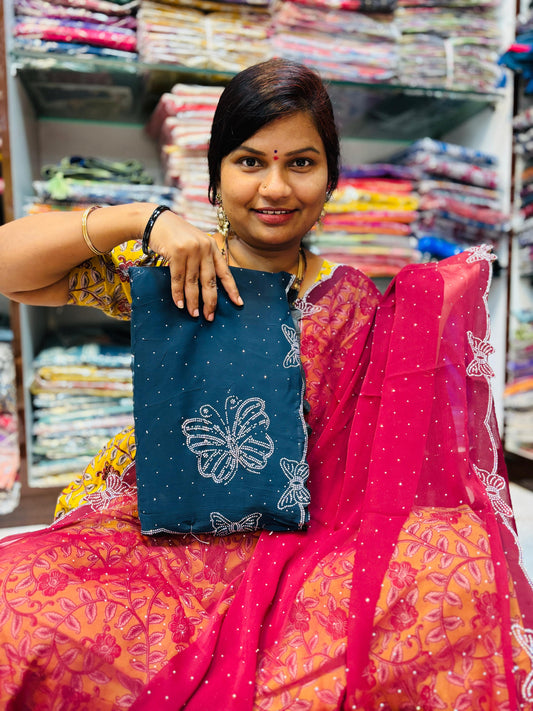 Butterfly space chiffons blue