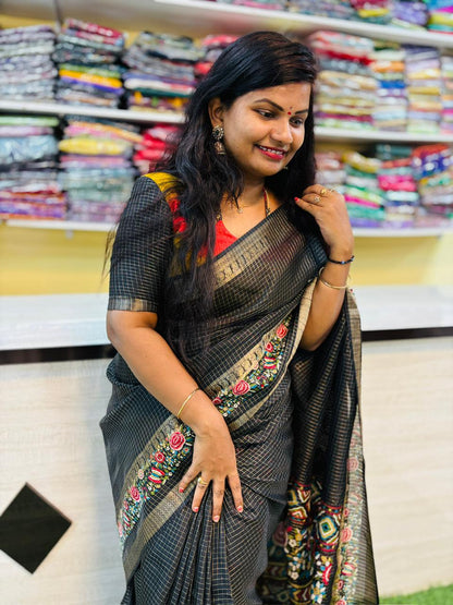 Black Kanchi Silk Saree