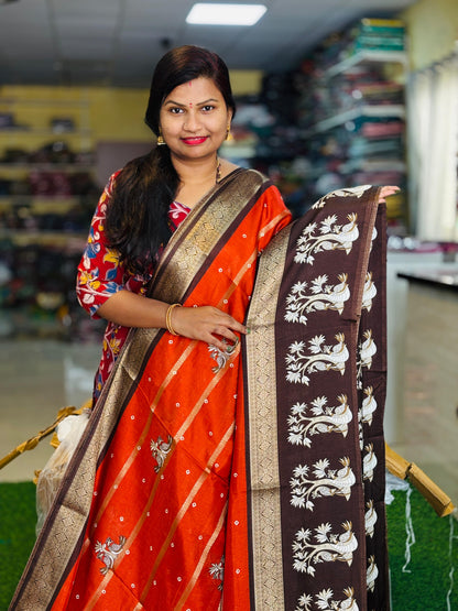 Uppada Rust Orange Saree