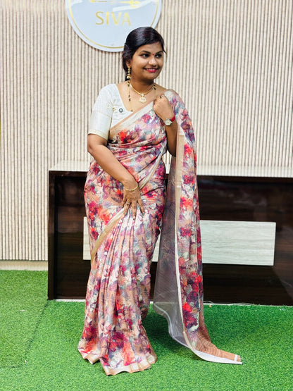 Multi Crepe Digital Saree