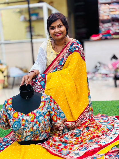 Kalamkari Chiffon Georgette saree