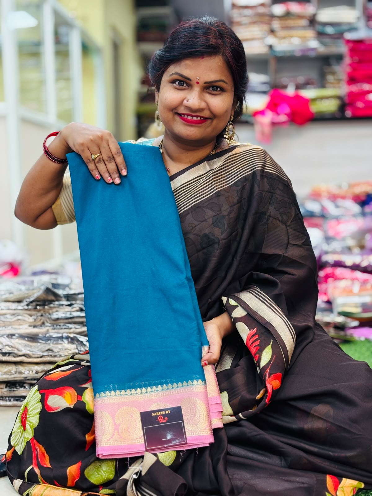 Semi Mysore crepe saree