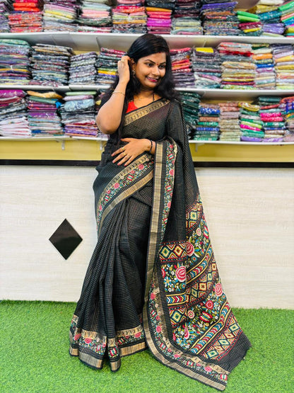 Black Kanchi Silk Saree