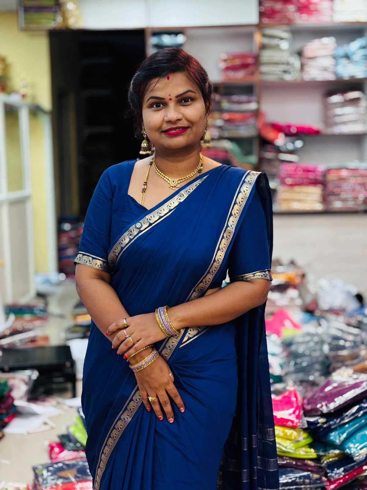 Elephant Semi Mysore Crepe Saree