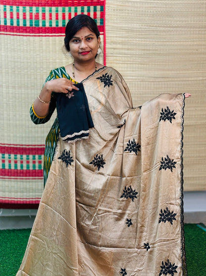Rangoli georgette with floweral cutwork