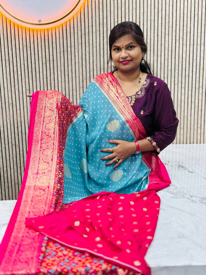 Bandhini Foil Print Saree