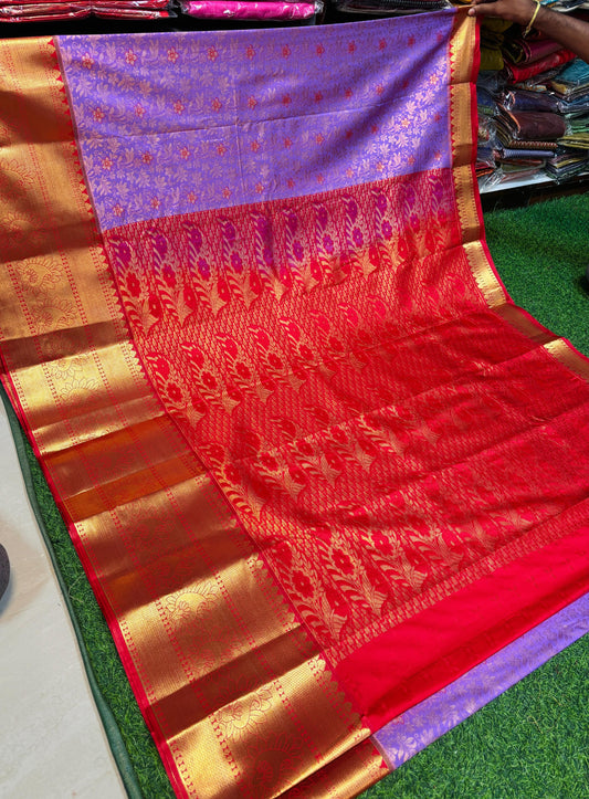 Lavender with red Kanchi sarees 22