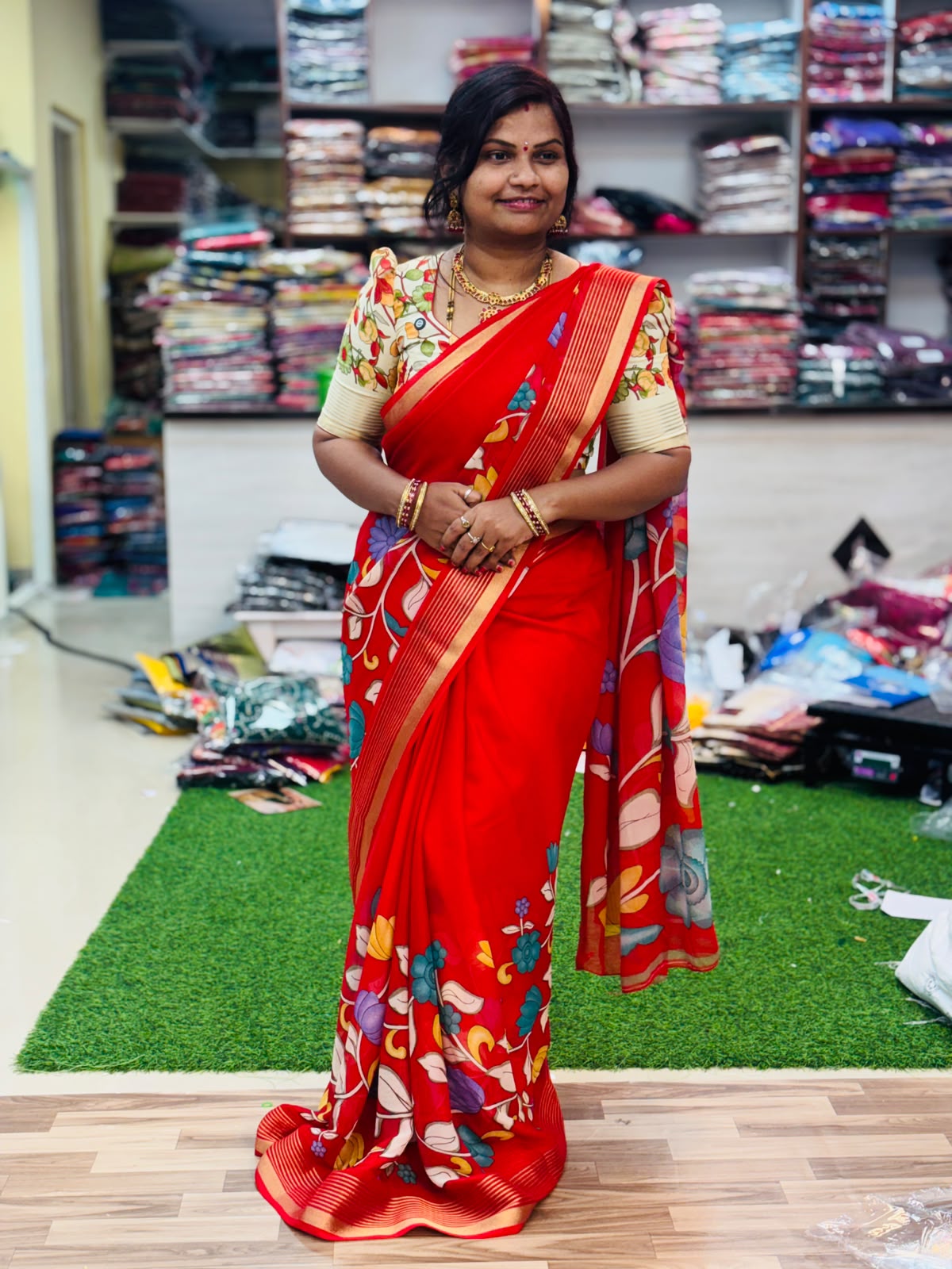 Mangalagiri Kalamkari Saree
