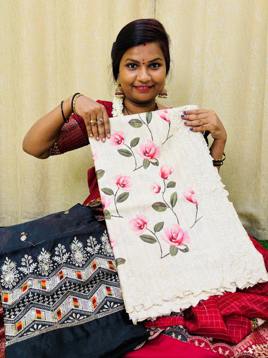Tusser Silk Cutwork