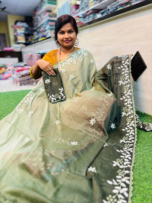 2D space silk with Embroidee cutwork