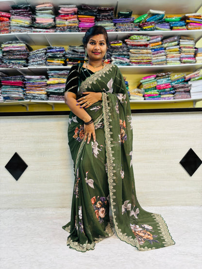 Premium georgette kardana work 
Cut work borders