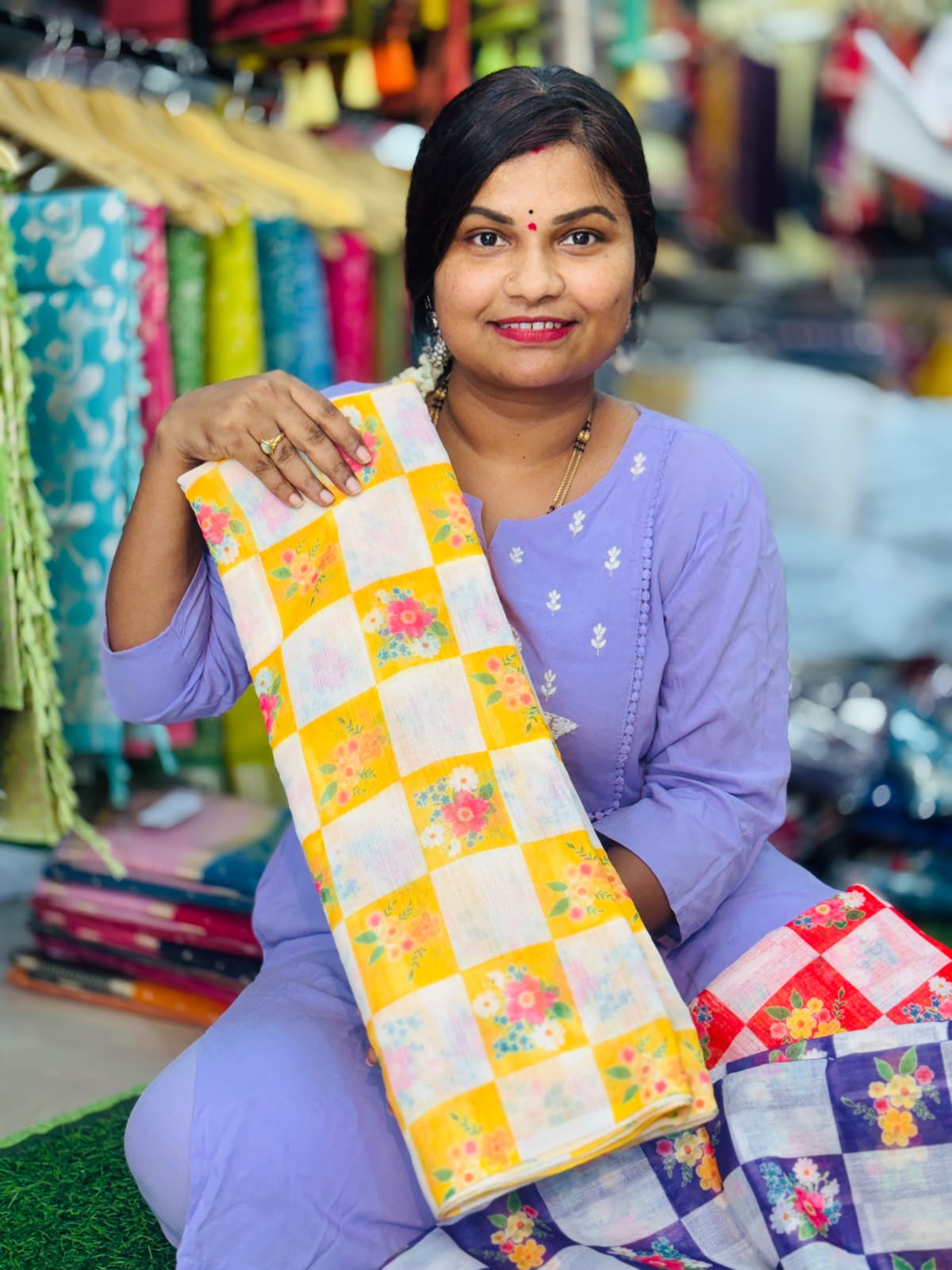 Lenin Checks Floweral Sarees