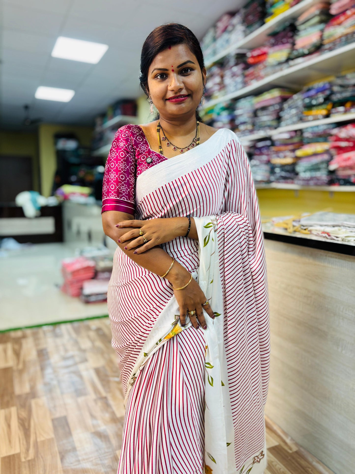 Red Tending Azrak Design with floweral borders