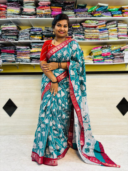 Maheswari silk with tulip designs