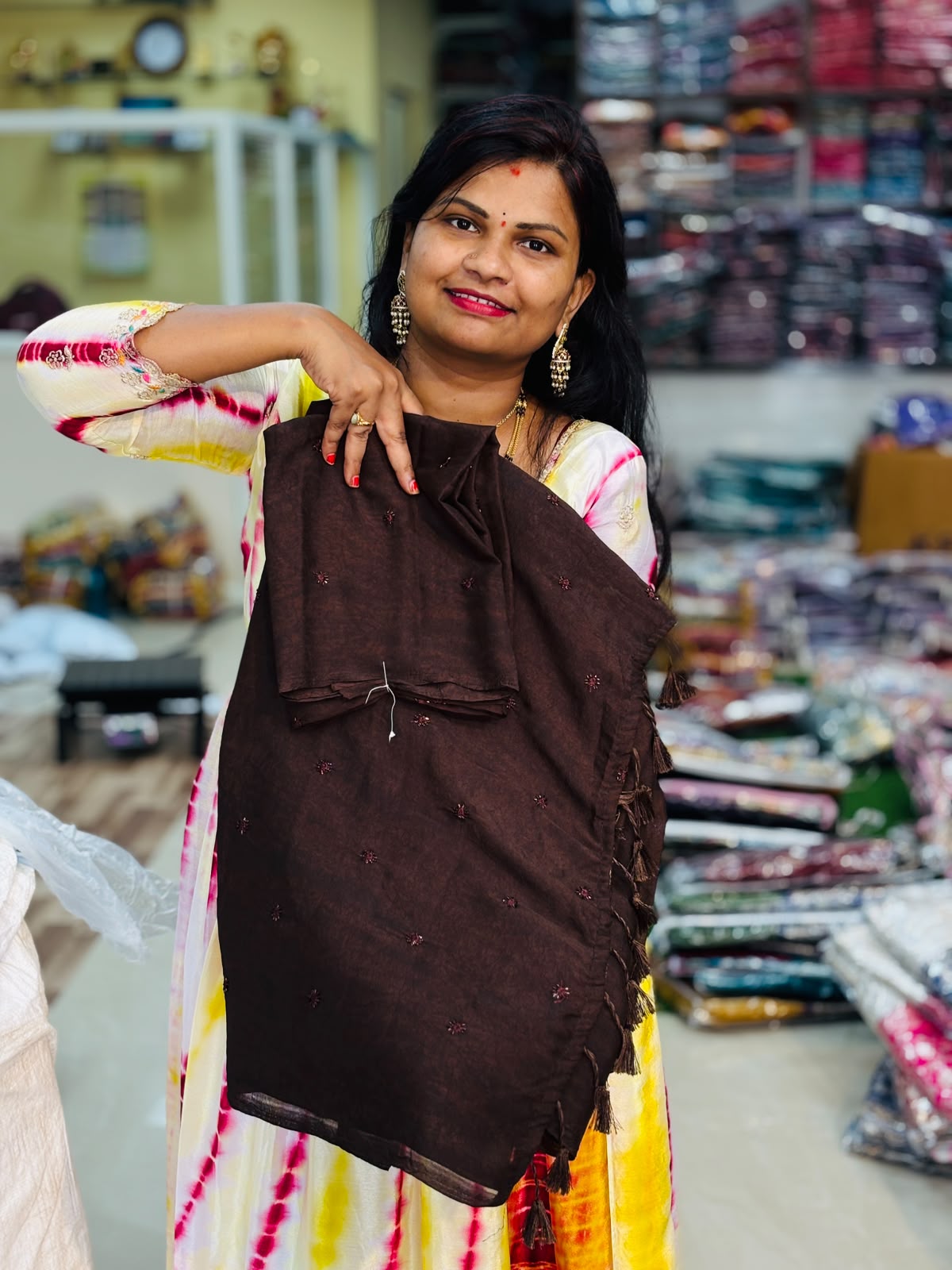 Designer Rangoli Sarees Coffee Brown