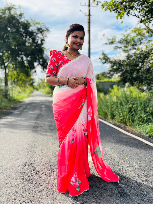 2D georgette with handwork