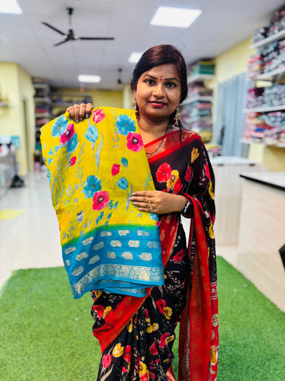 Mashmellow georgette 
Contrast border