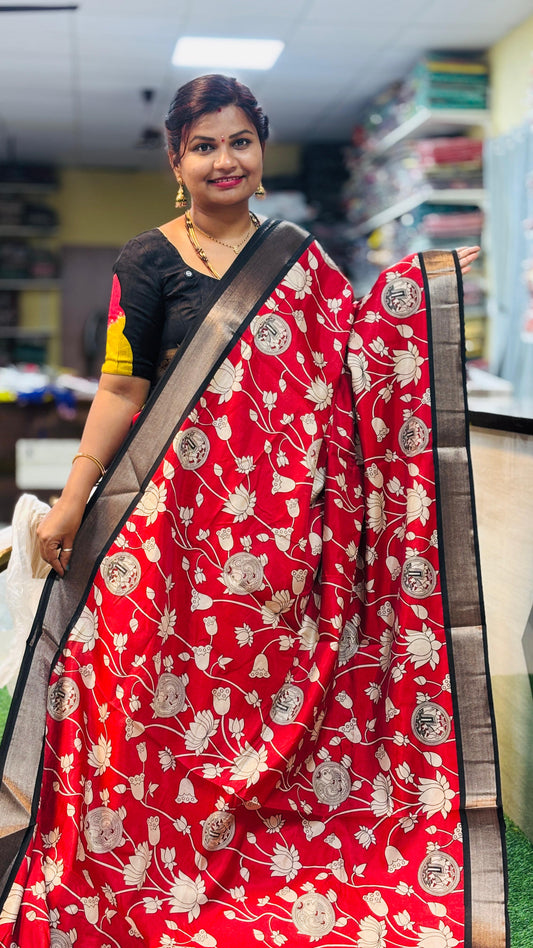 Chennur silk with tulip Kalamkari prints