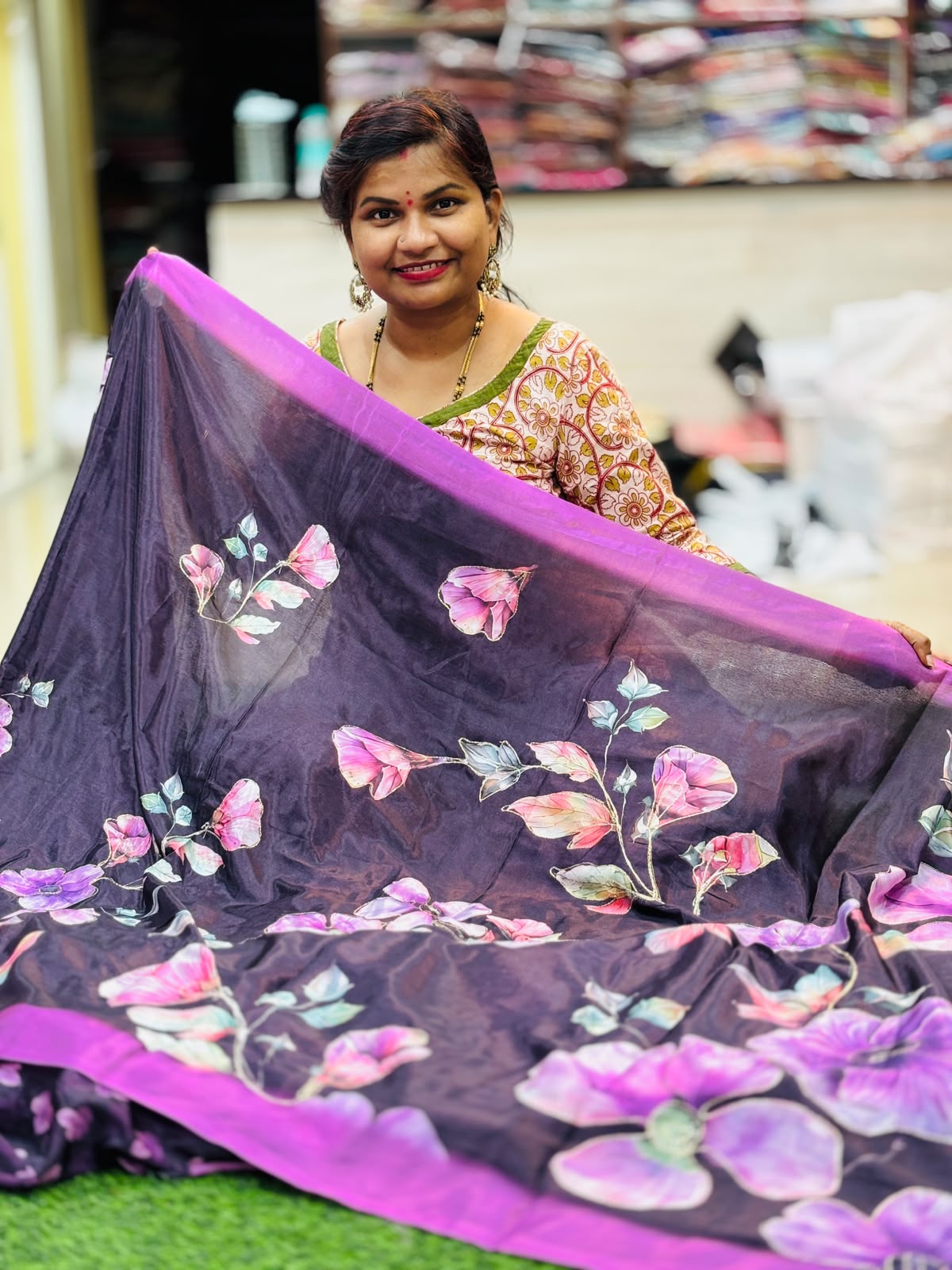 Crepe Digital With Embroidery Saree