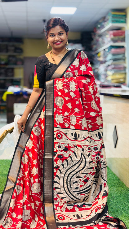 Chennur silk with tulip Kalamkari prints