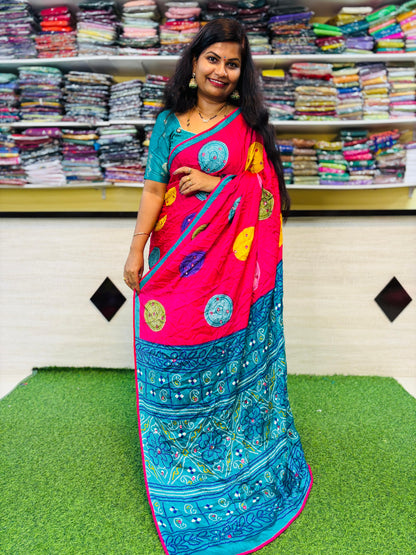 Moss Chiffon Bandhini