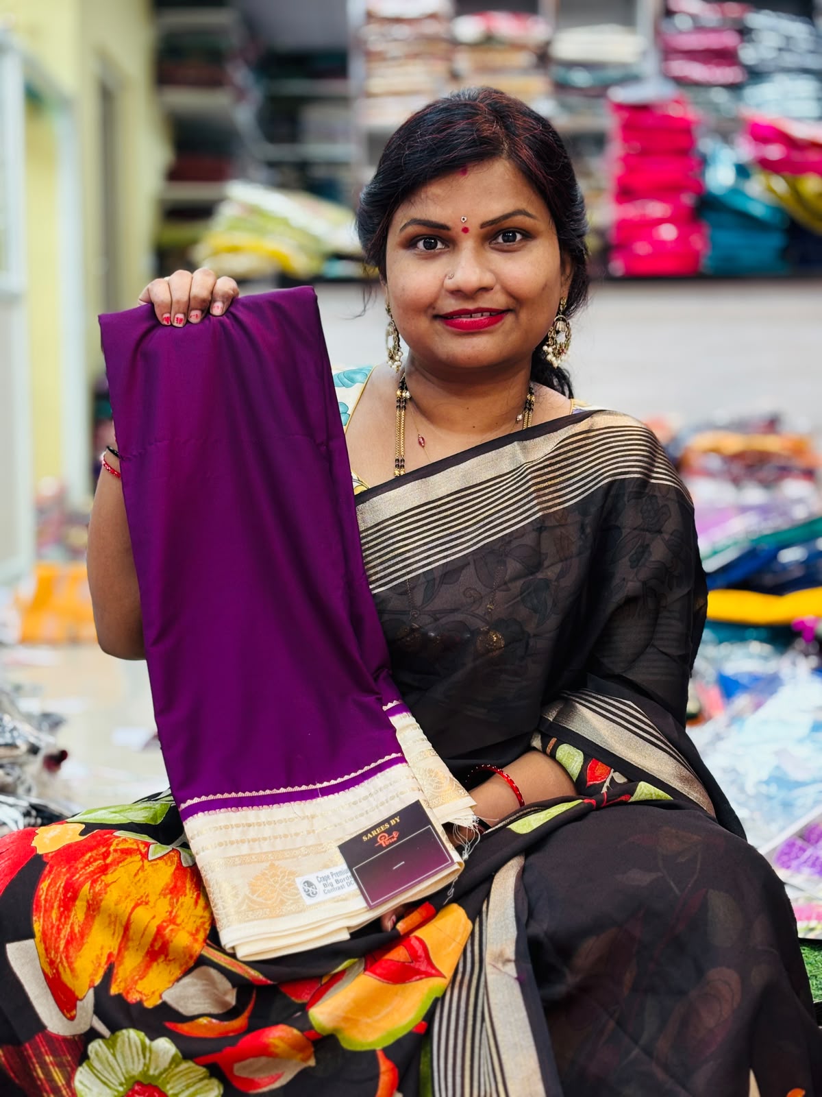 Semi Mysore crepe saree