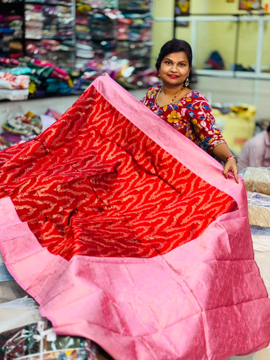 Necklace Banarasi Pattu Sarees Red