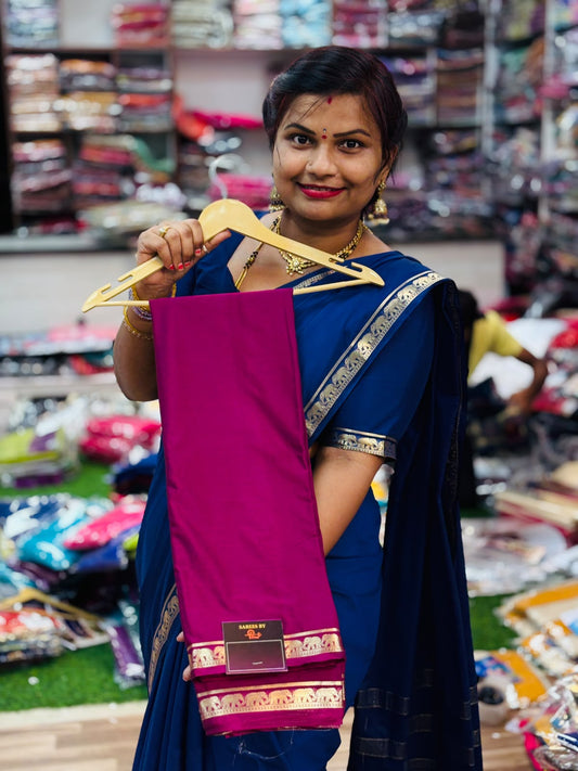 Elephant Semi Mysore Crepe Saree