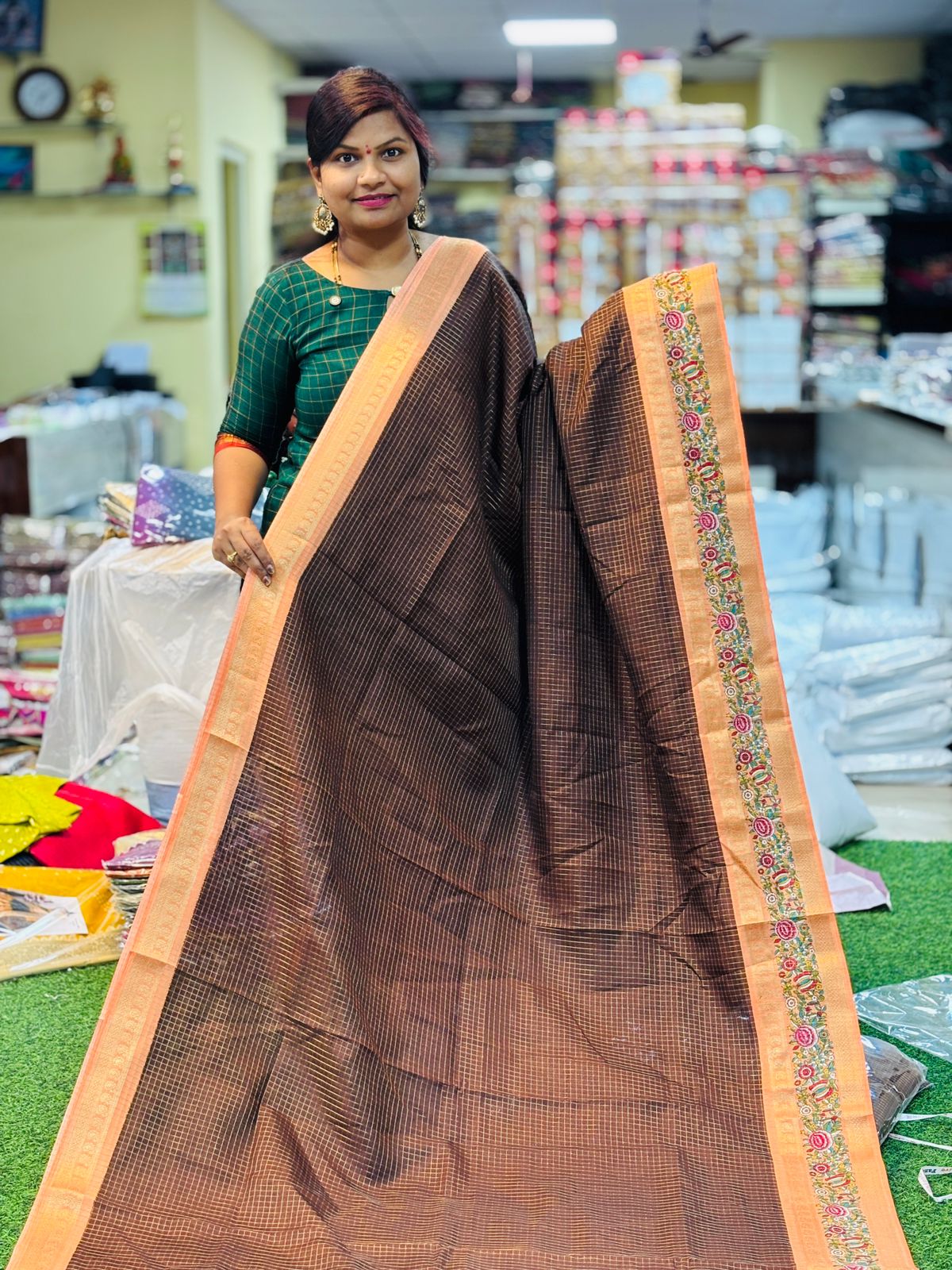 Coffee Kanchi Silk Saree