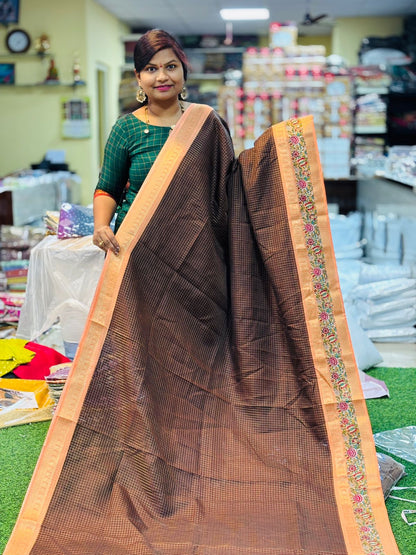 Coffee Kanchi Silk Saree