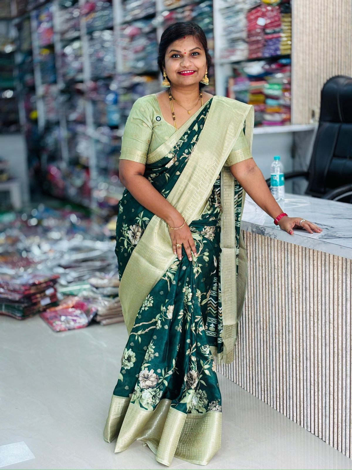 Crepe Digital Warm Border Saree