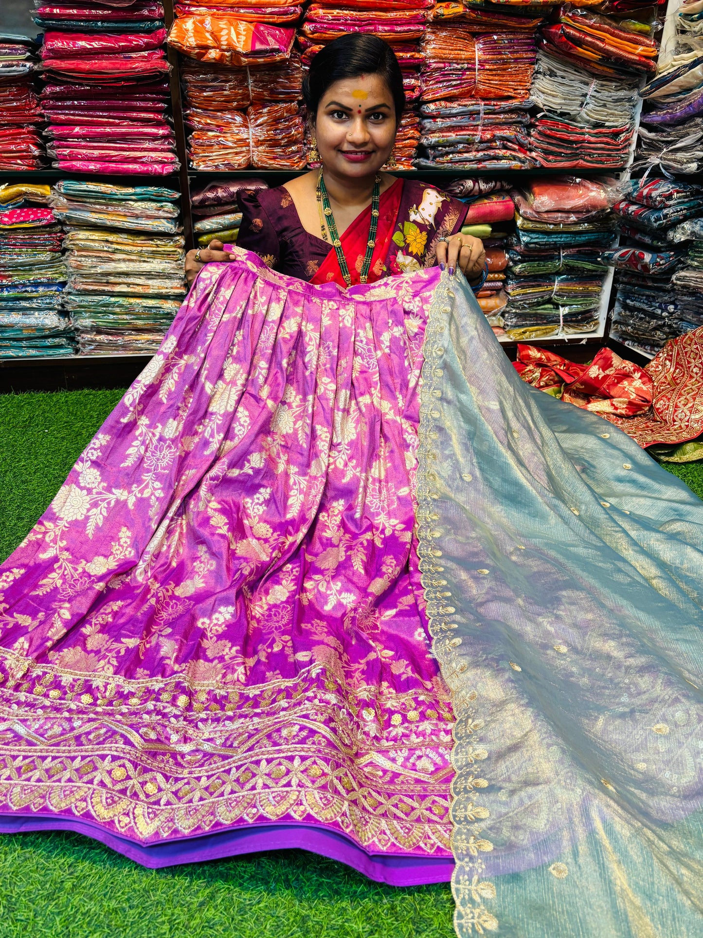 Banarasi lehangas with cutwork Duppata