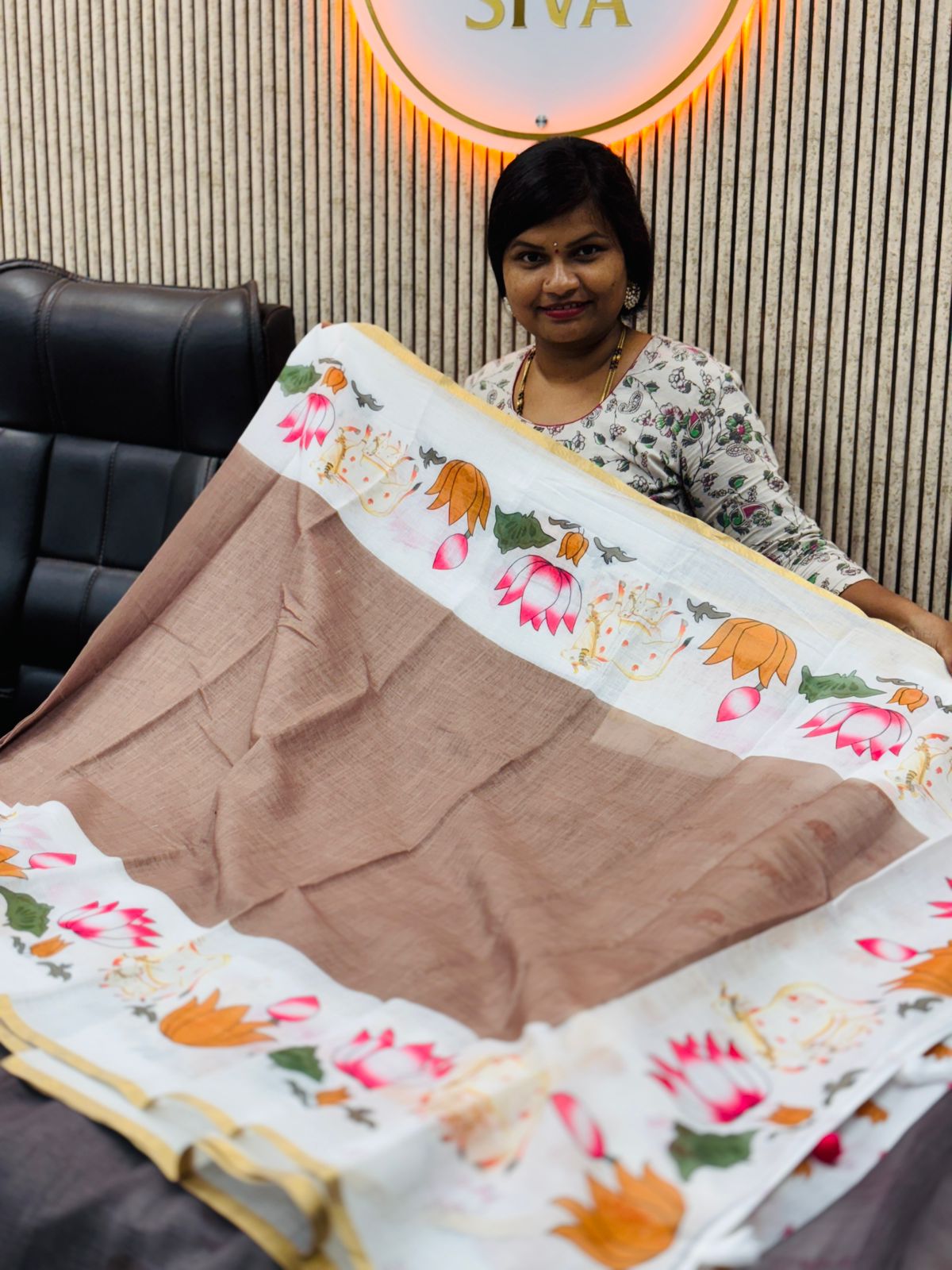 Pichwai Chanderi Lenin cotton
