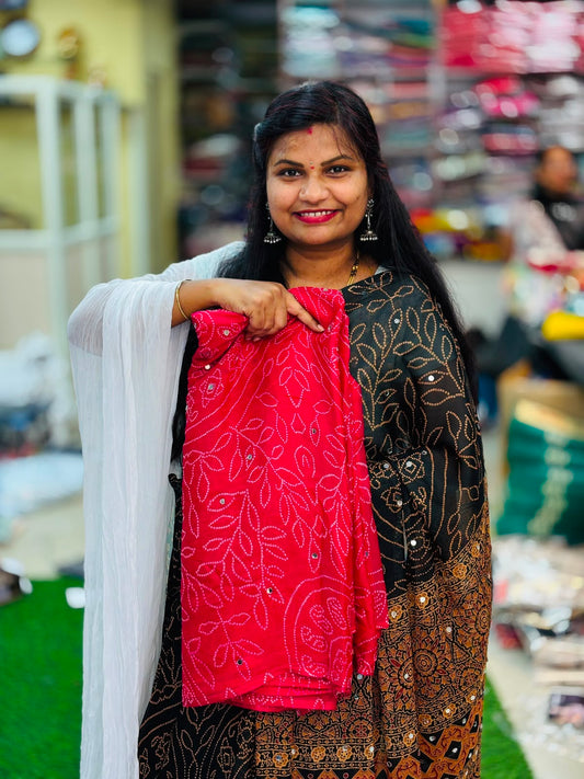 Azrak Chiffon Saree Pink