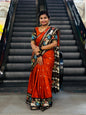 Rust Orange Mangalgiri Pichwai Pattu Sarees