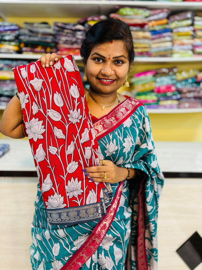 Maheswari silk with tulip designs