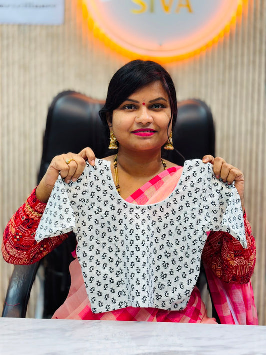 Kalamkari Readymade Blouse – XL Size (Elastic)