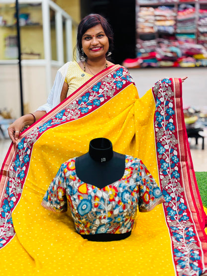Kalamkari Chiffon Georgette saree