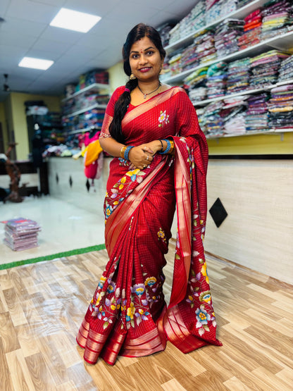 Vintage Mangalagiri Pattu with floweral detailings