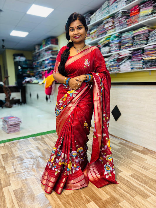 Vintage Mangalagiri Pattu with floweral detailings
