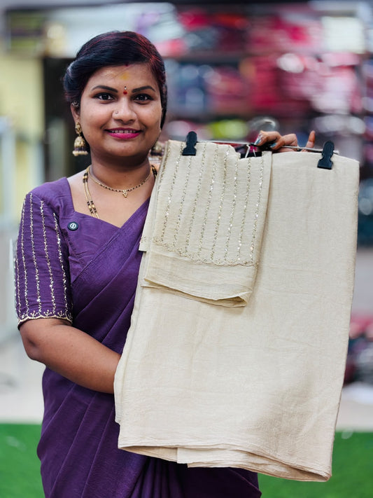 Plain Space Designer Sarees