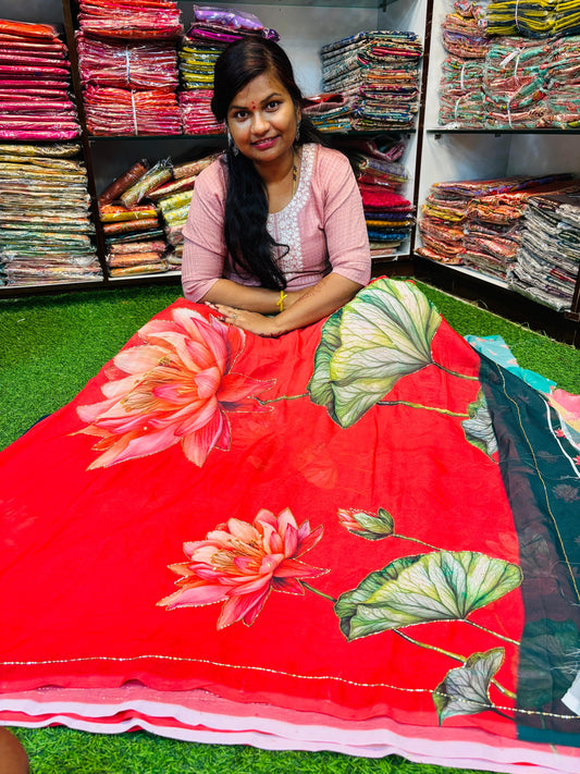 Reddish Pink Tabby silk