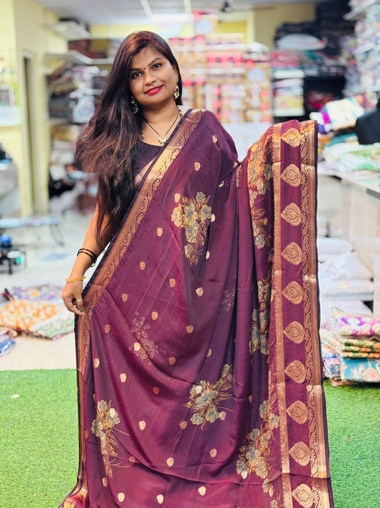 Crepe Silk Sarees ( unstitched )