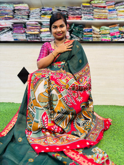 Green Premium Peacock Maheshwari