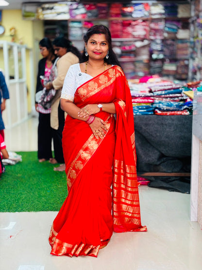 Semi Mysore Georgette Crepe Sarees