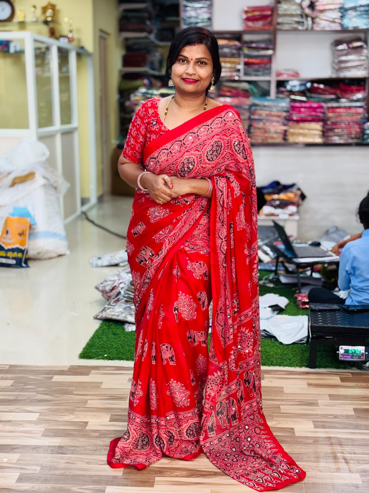 Azrak Elephants Sarees