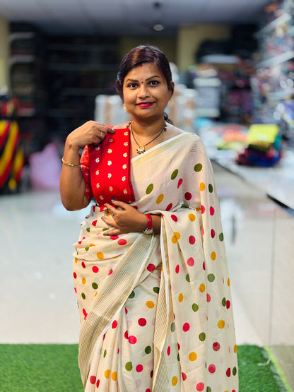Retro Style Designer Chiffon Sarees