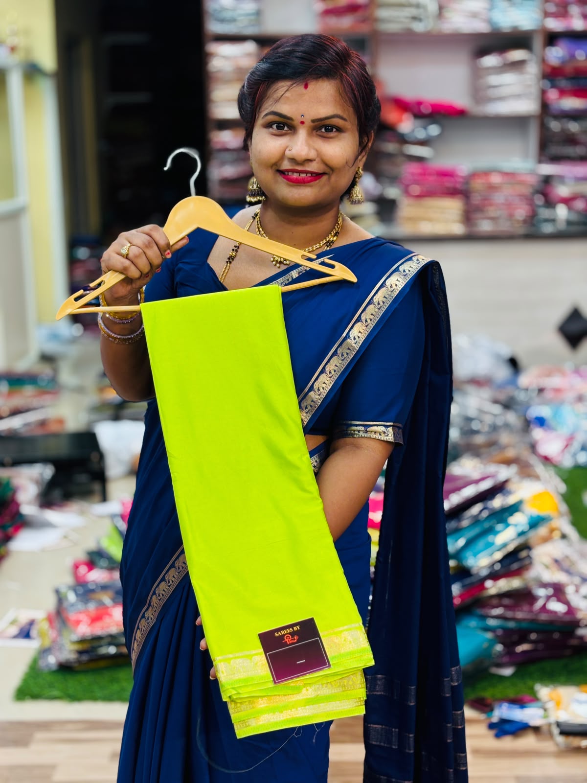 Elephant Semi Mysore Crepe Saree